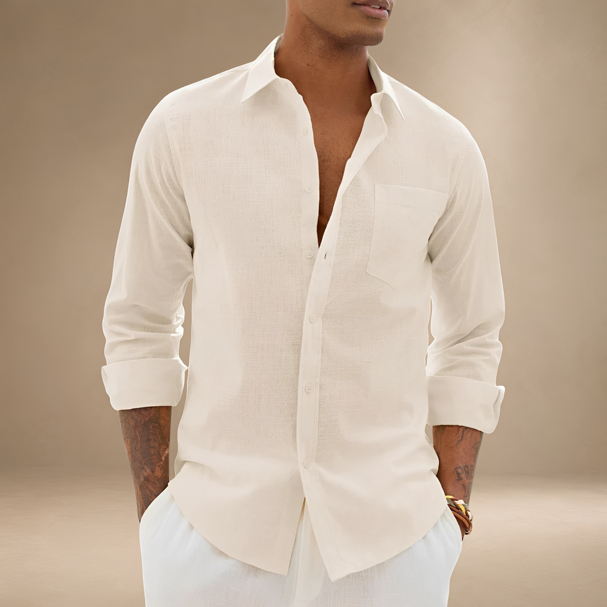 Ajay - Camisa Relajada de Manga Larga