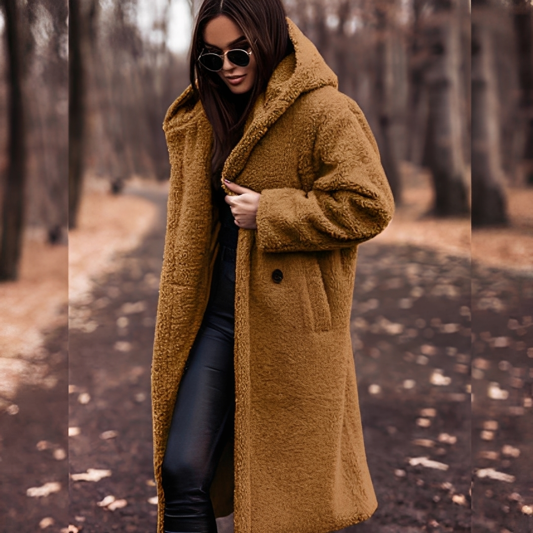 Lucette - Abrigo de invierno con capucha de piel sintética para mujeres