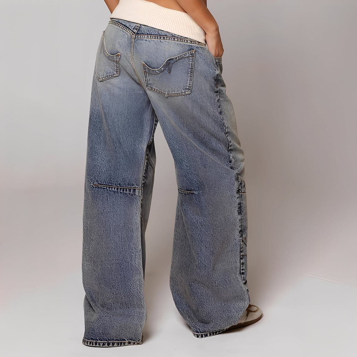 Vanessa - Cómodos Jeans Sueltos Lavados para Mujeres