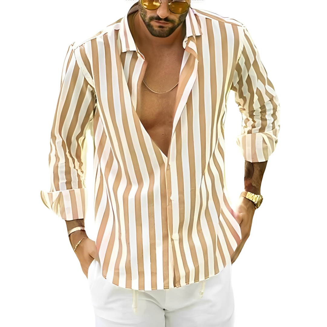 Roldan - Camisa de verano rayada para hombre