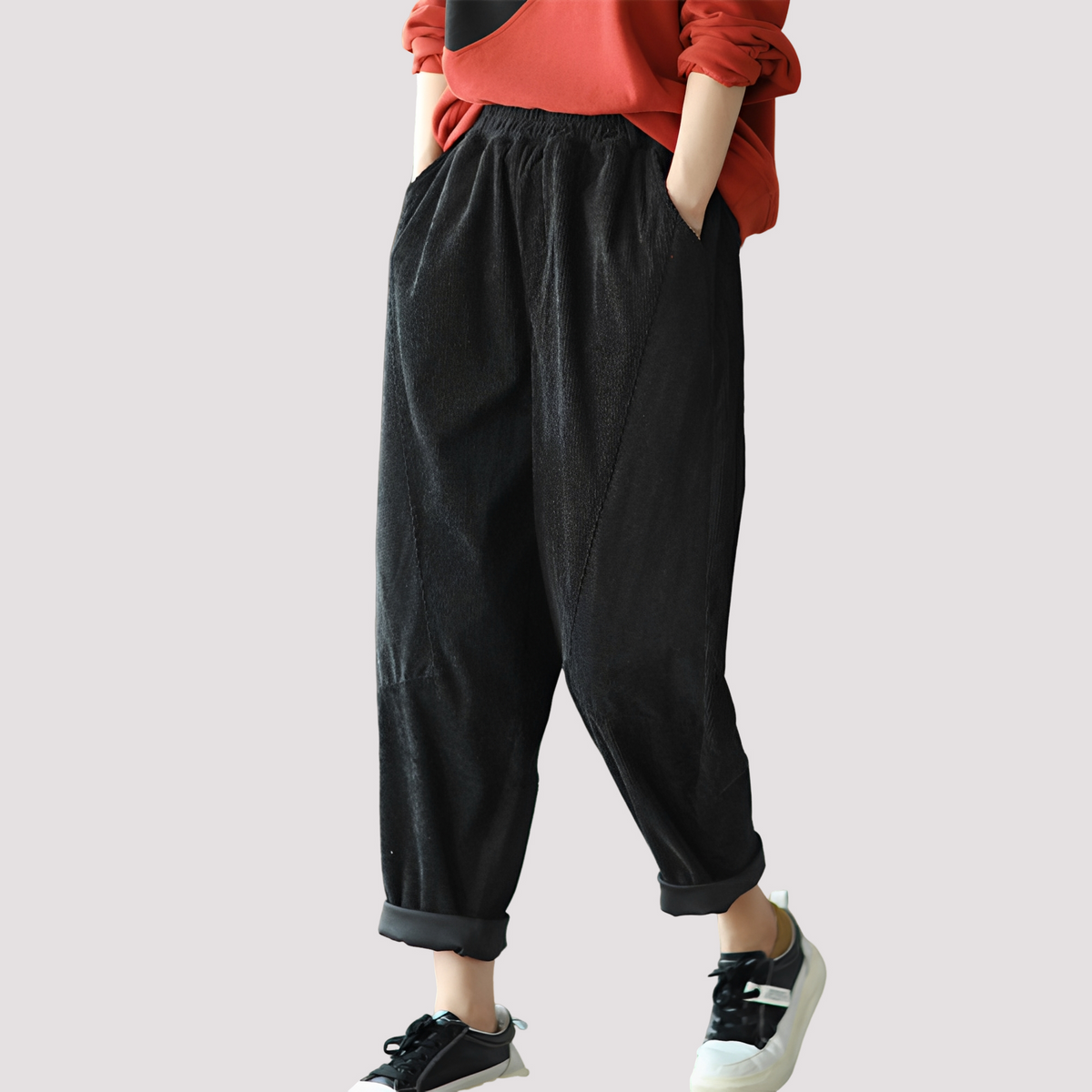 Stella - Pantalones harem informales con cintura elástica para mujeres
