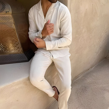 Hadrien - Conjunto de camisa de manga larga y pantalón para hombres