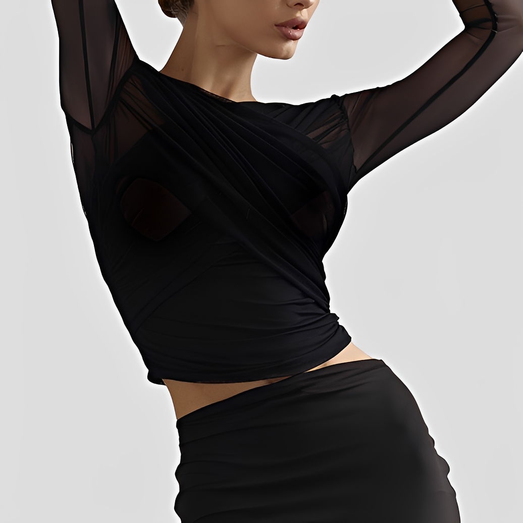 Cara - Blusa Estilosa con Fruncido y Manga Larga