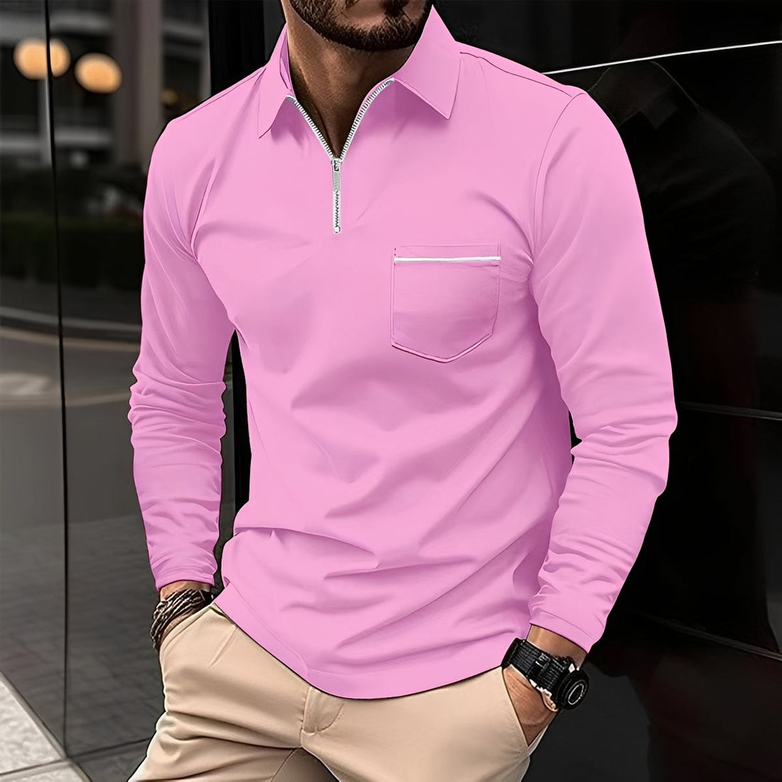 Jackson - Polo de Manga Larga Hombre - para Uso Casual