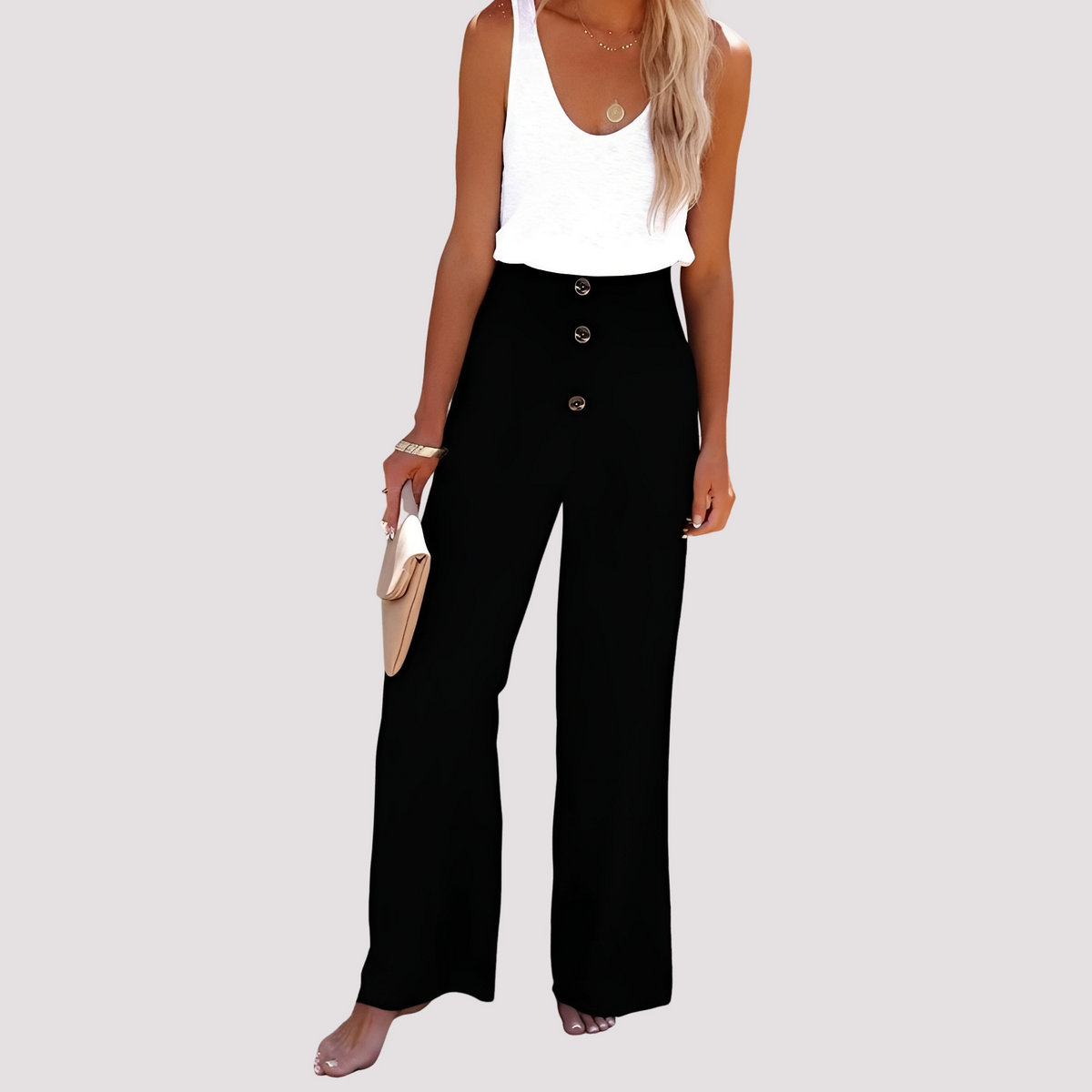 Christa - Pantalones Sueltos de Tiro Alto