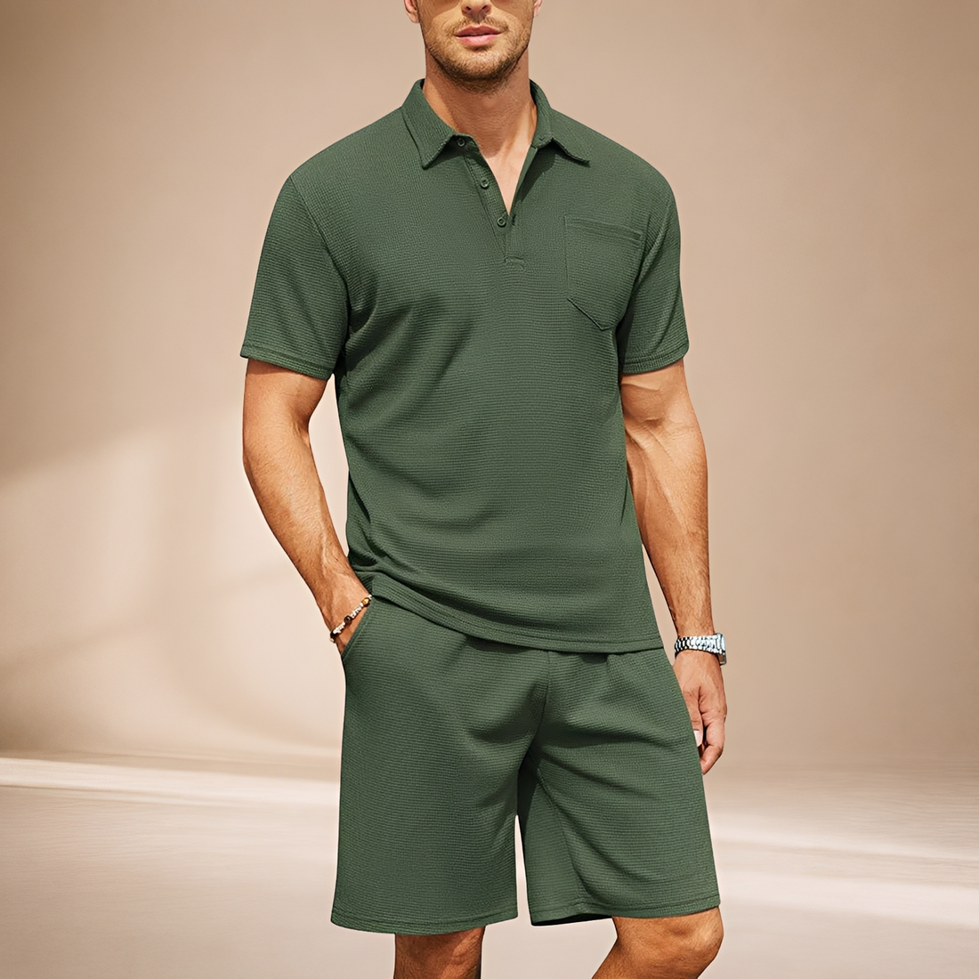 Barry - Conjunto de Polo de Waffle Casual