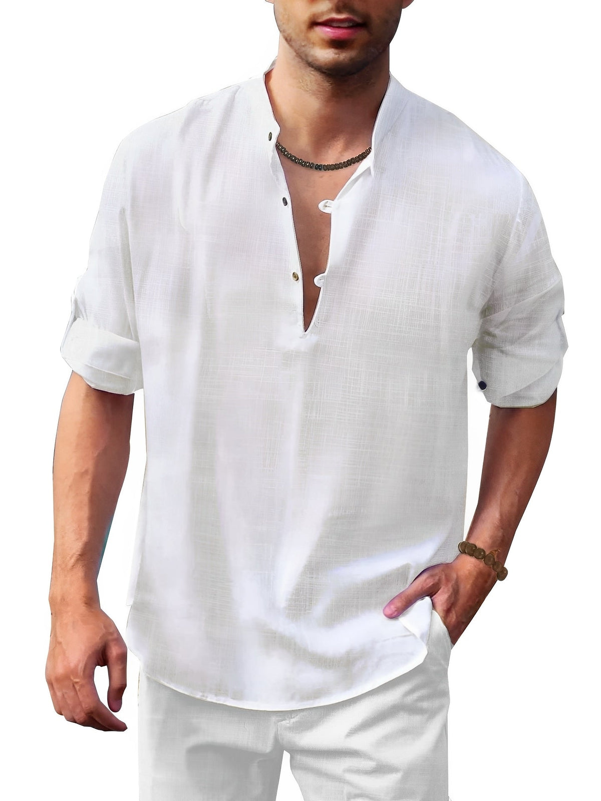 Andrew - Camisa masculina de verano de manga larga y estilo elegante