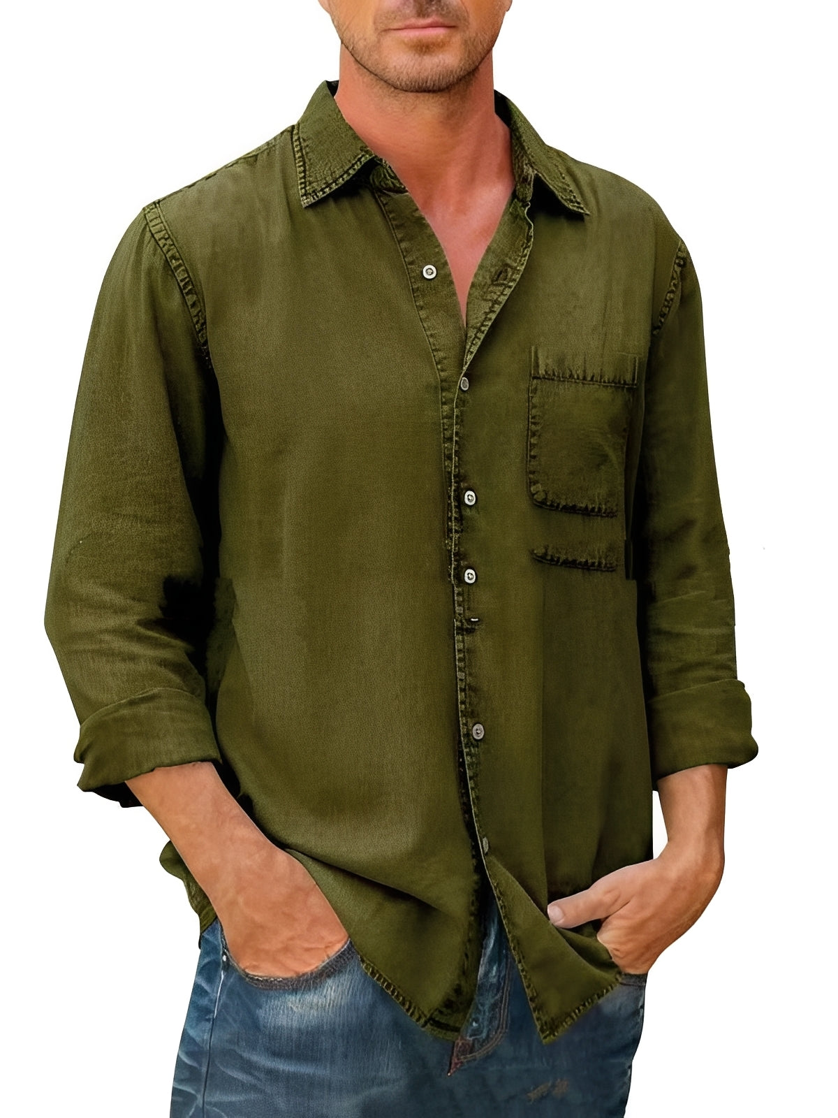 Alfie - Camisa Lavada de Manga Larga
