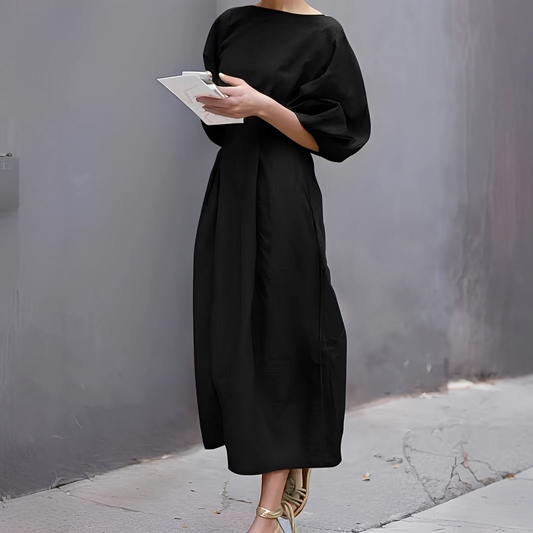 Mariam - Vestido Midi Fruncido Casual