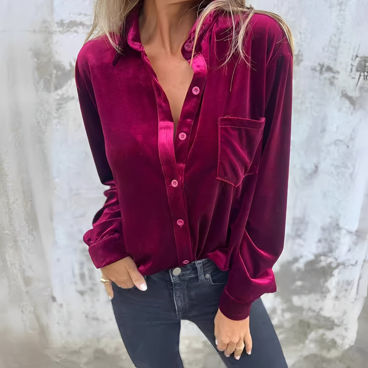 Jessie - Blusa de Manga Larga con Botones