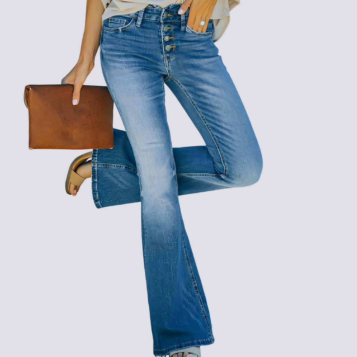 Rosie – Vaqueros acampanados para mujer – para el día a día casual