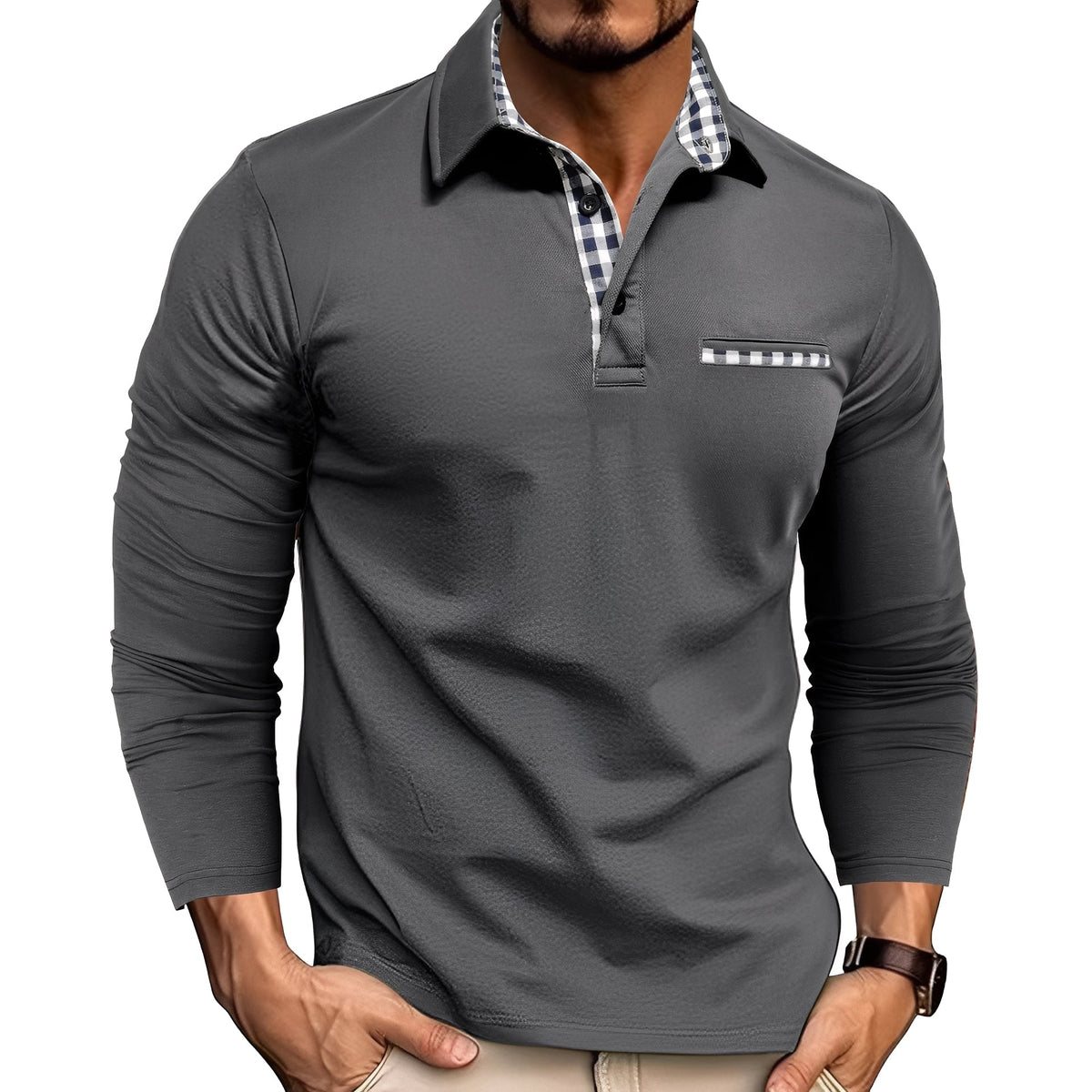 Rupert - Polo Elegante de Manga Larga para Hombre