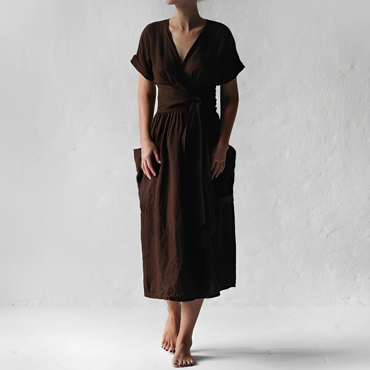 Sasha - Vestido Casual Cruzado con Bolsillos