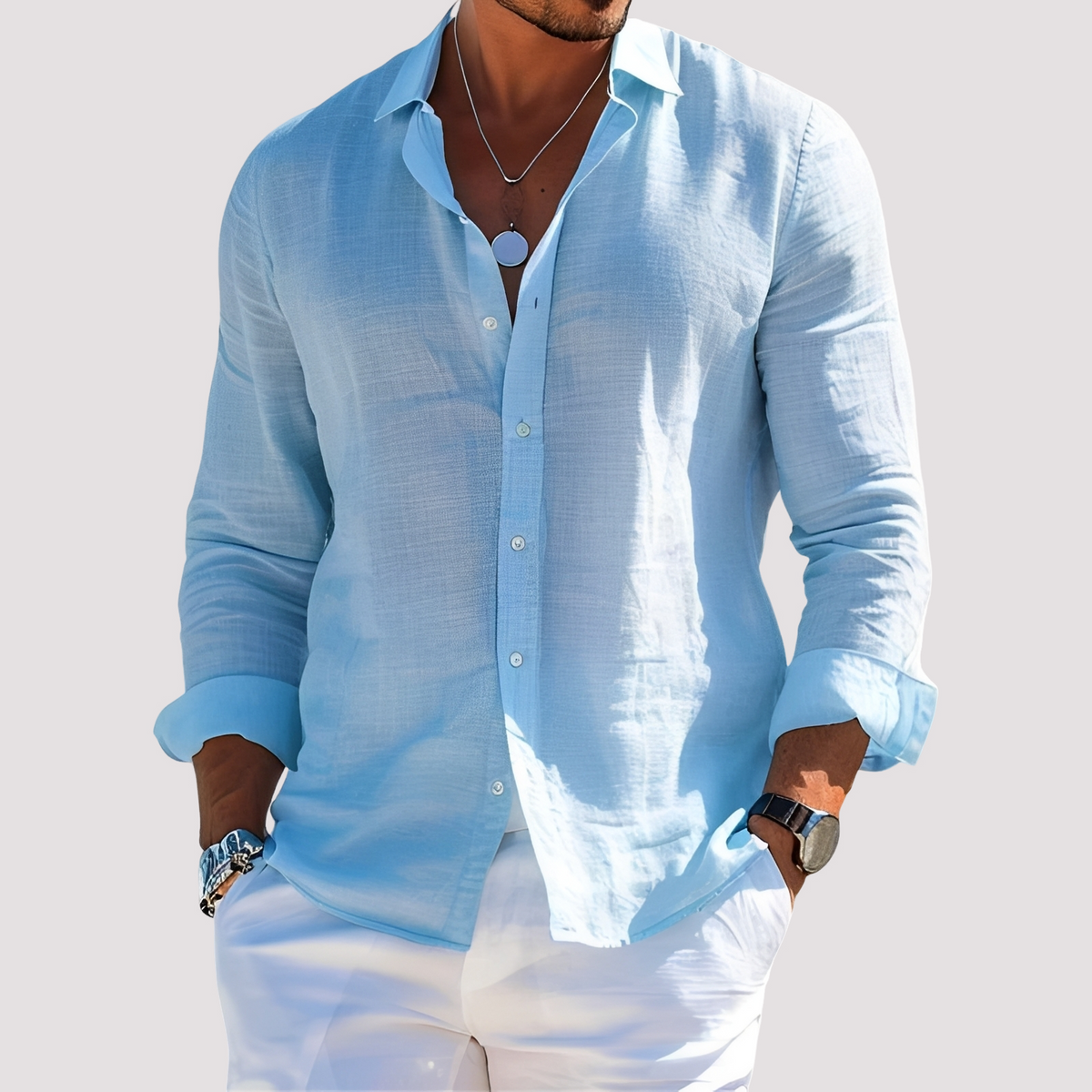 Dale – Camisa de manga larga para hombre – Informal y casual