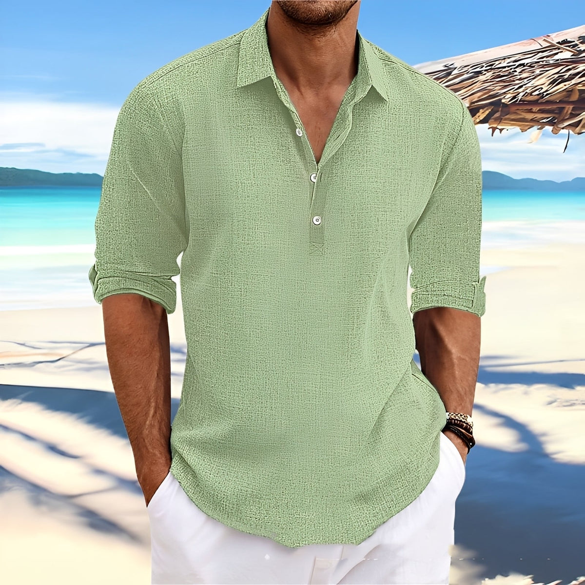 Ricky – Camisa de manga larga para hombre – para días acogedores y cálidos