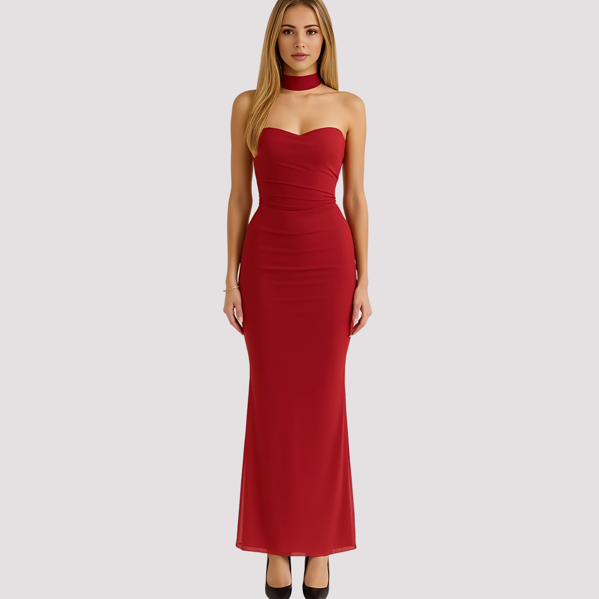 Antonia - Vestido Elegante Ajustado con Gargantilla