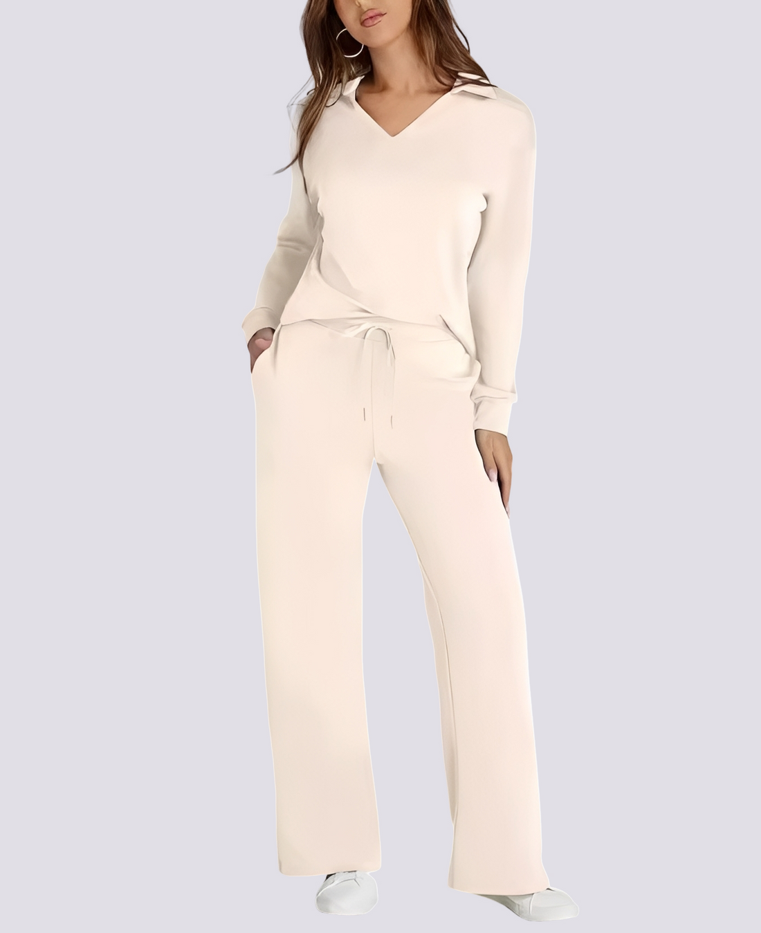 Bella - Conjunto Casual de Cuello en V Elástico