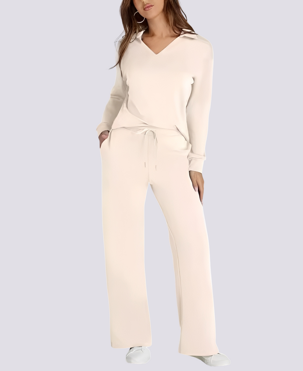 Bella - Conjunto Casual de Cuello en V Elástico
