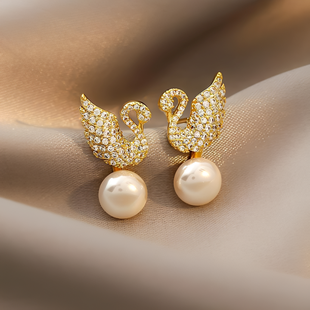 Pendientes Schwan con perlas