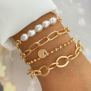 Pulsera de Oro de 18K - Conjunto de Pulseras para Chicas de Oro