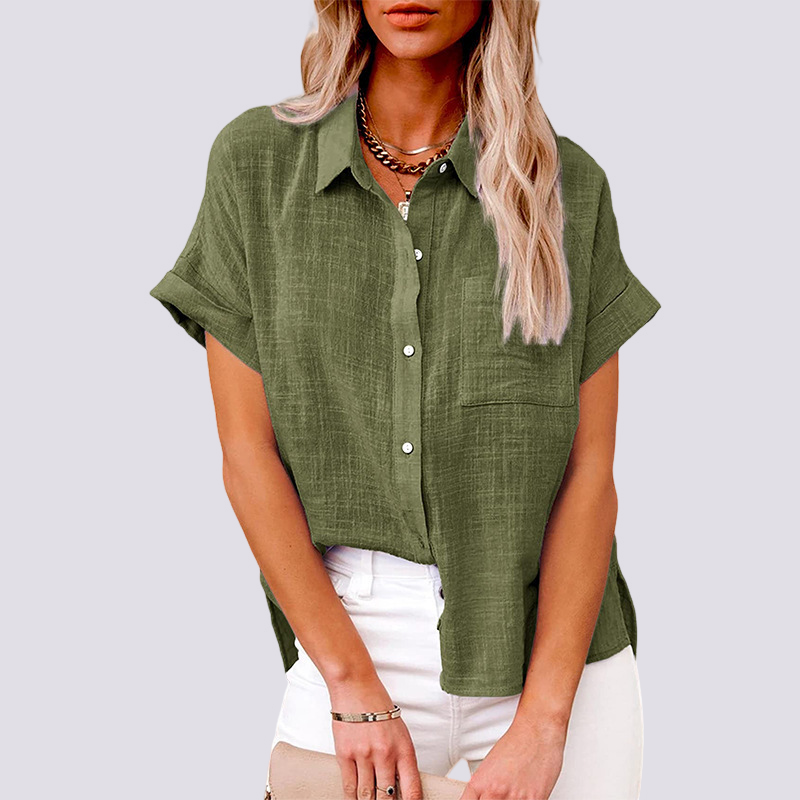 Nicole - Blusa de Manga Corta con Bolsillo