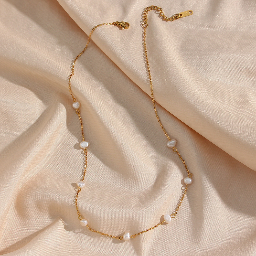 Collar de perlas doradas - Collar cotidiano