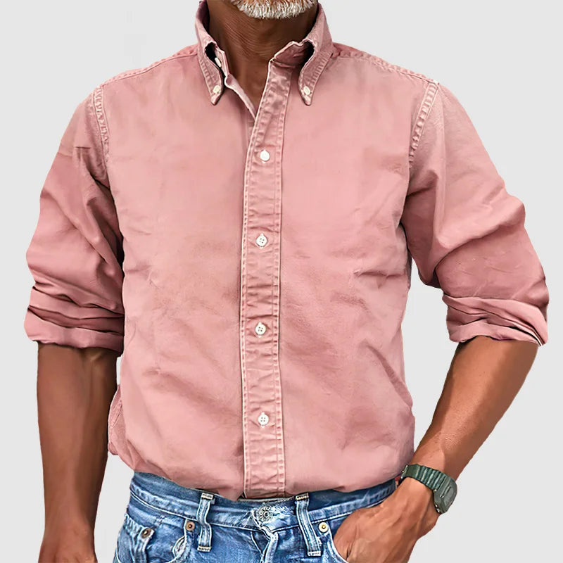 Vince – Camisa para hombre de estilo vintage con efecto desgastado