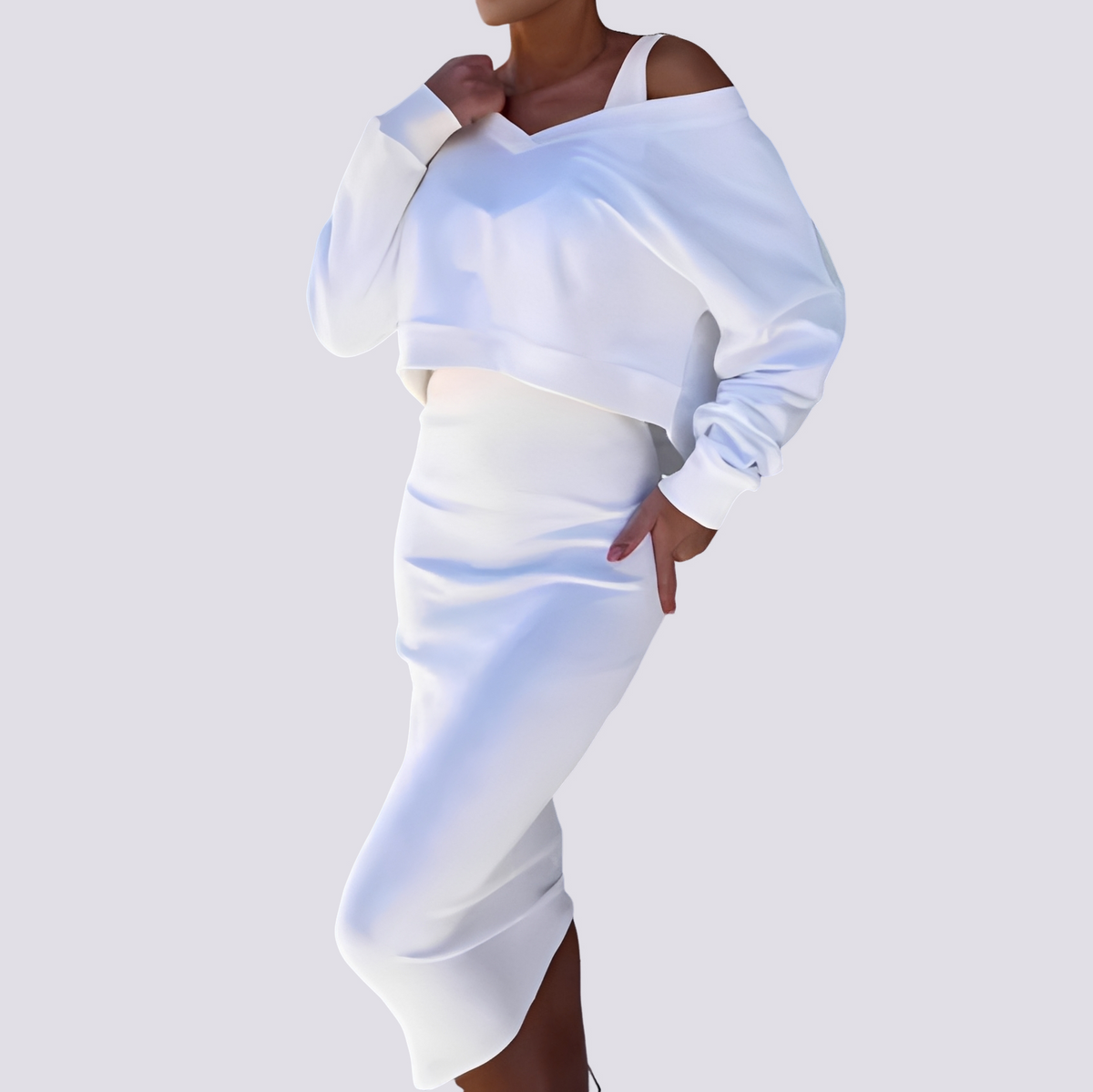 Elsie - Conjunto de Vestido de Dos Piezas Elegante