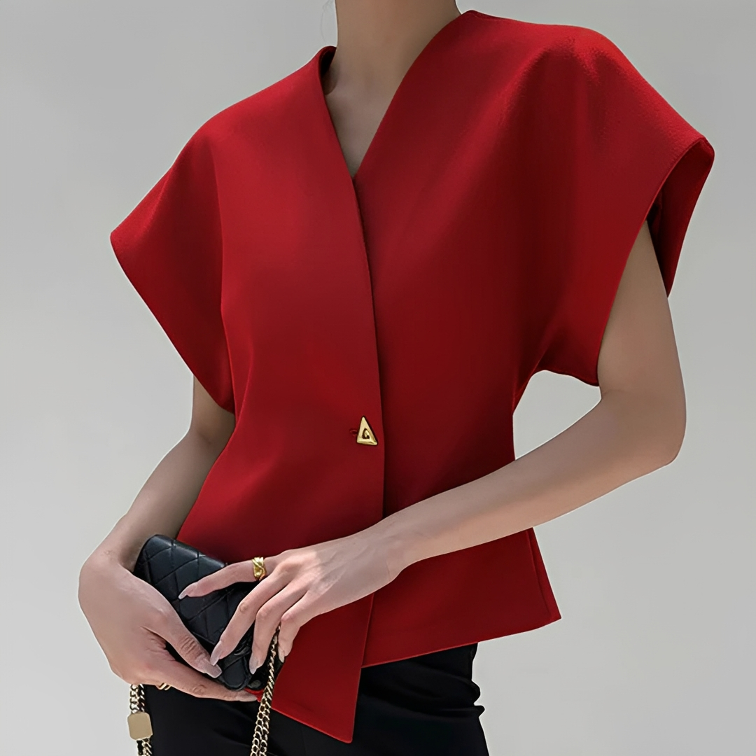 Ariella - Blusa de cuello en V a la moda
