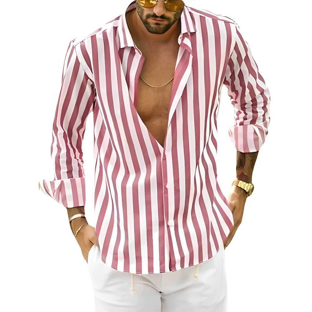 Roldan - Camisa de verano rayada para hombre