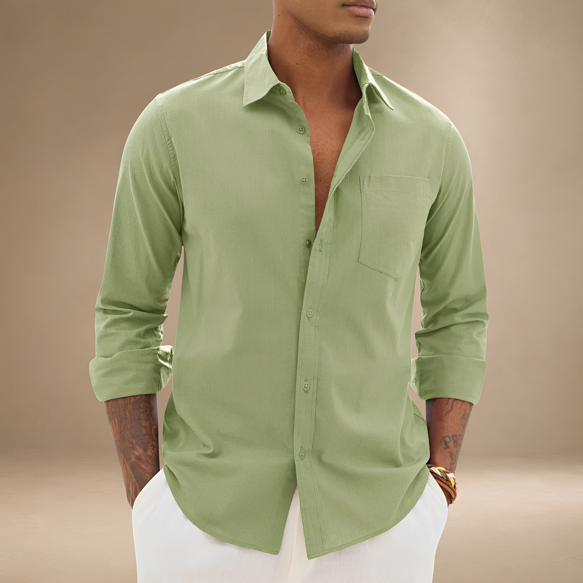 Ajay - Camisa Relajada de Manga Larga