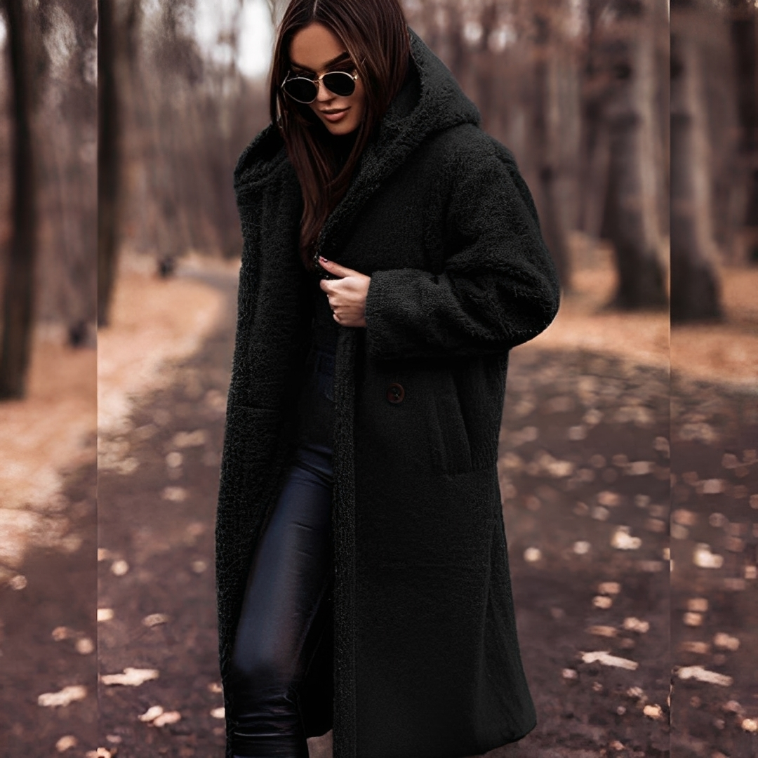Lucette - Abrigo de invierno con capucha de piel sintética para mujeres