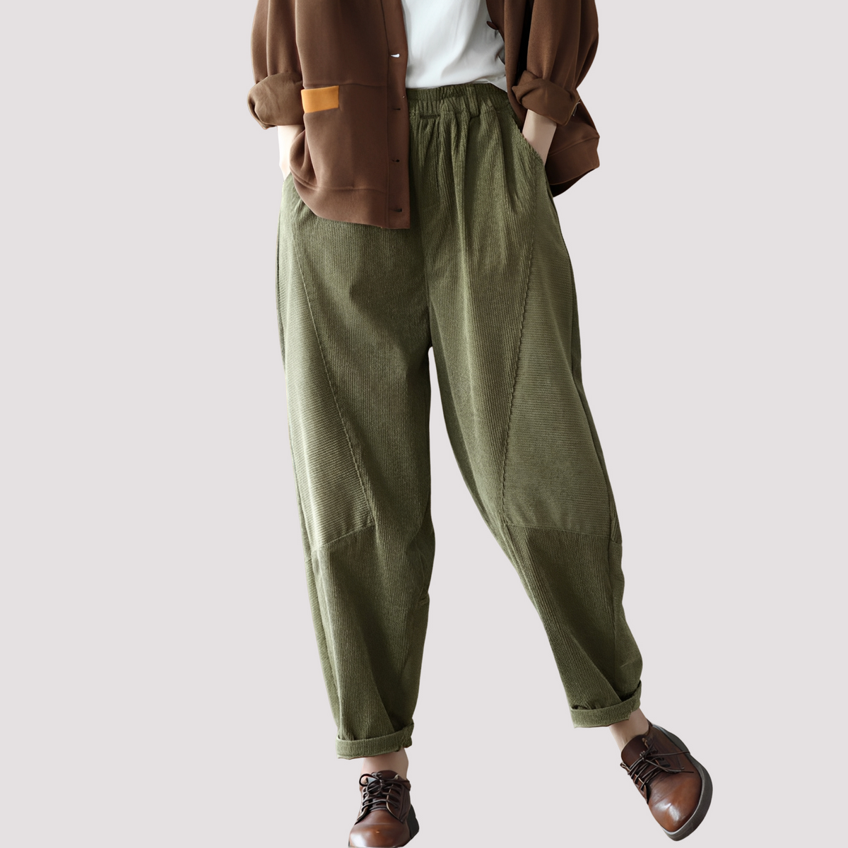 Stella - Pantalones harem informales con cintura elástica para mujeres
