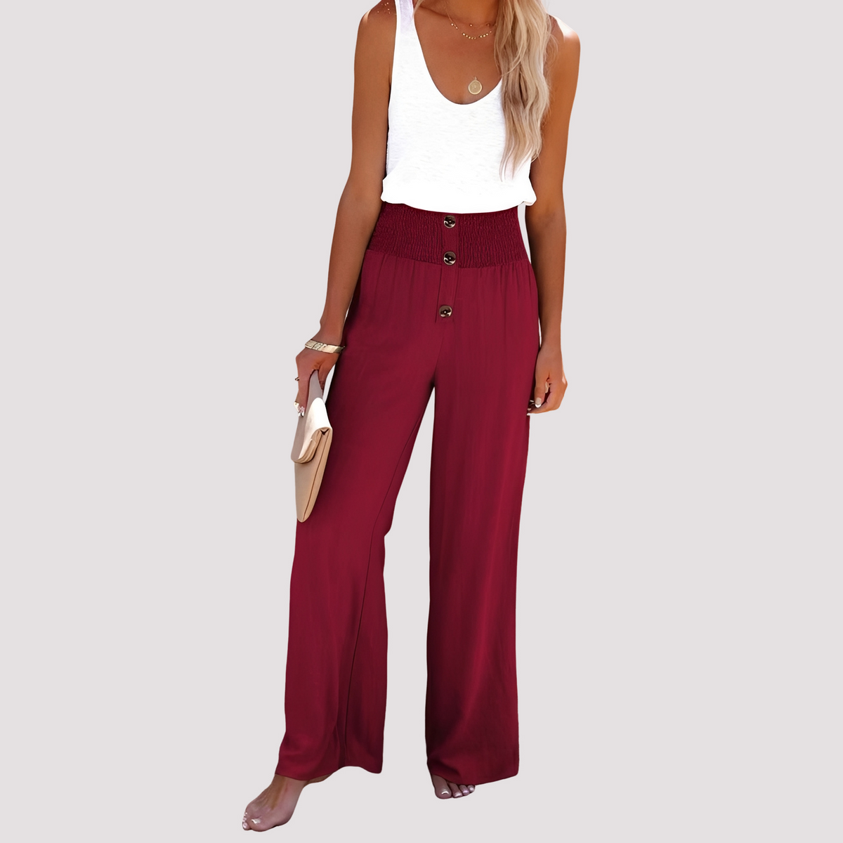 Christa - Pantalones Sueltos de Tiro Alto