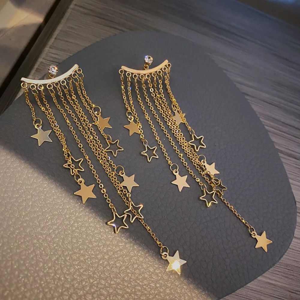 Valerie – Pendientes colgantes de estrella con borlas