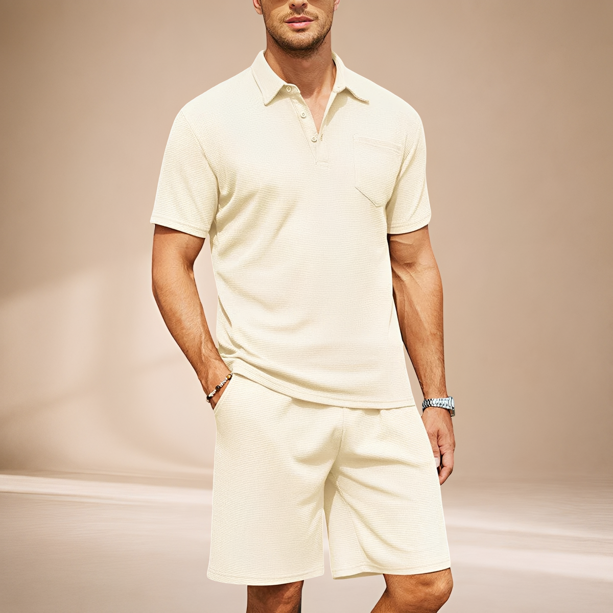 Barry - Conjunto de Polo de Waffle Casual