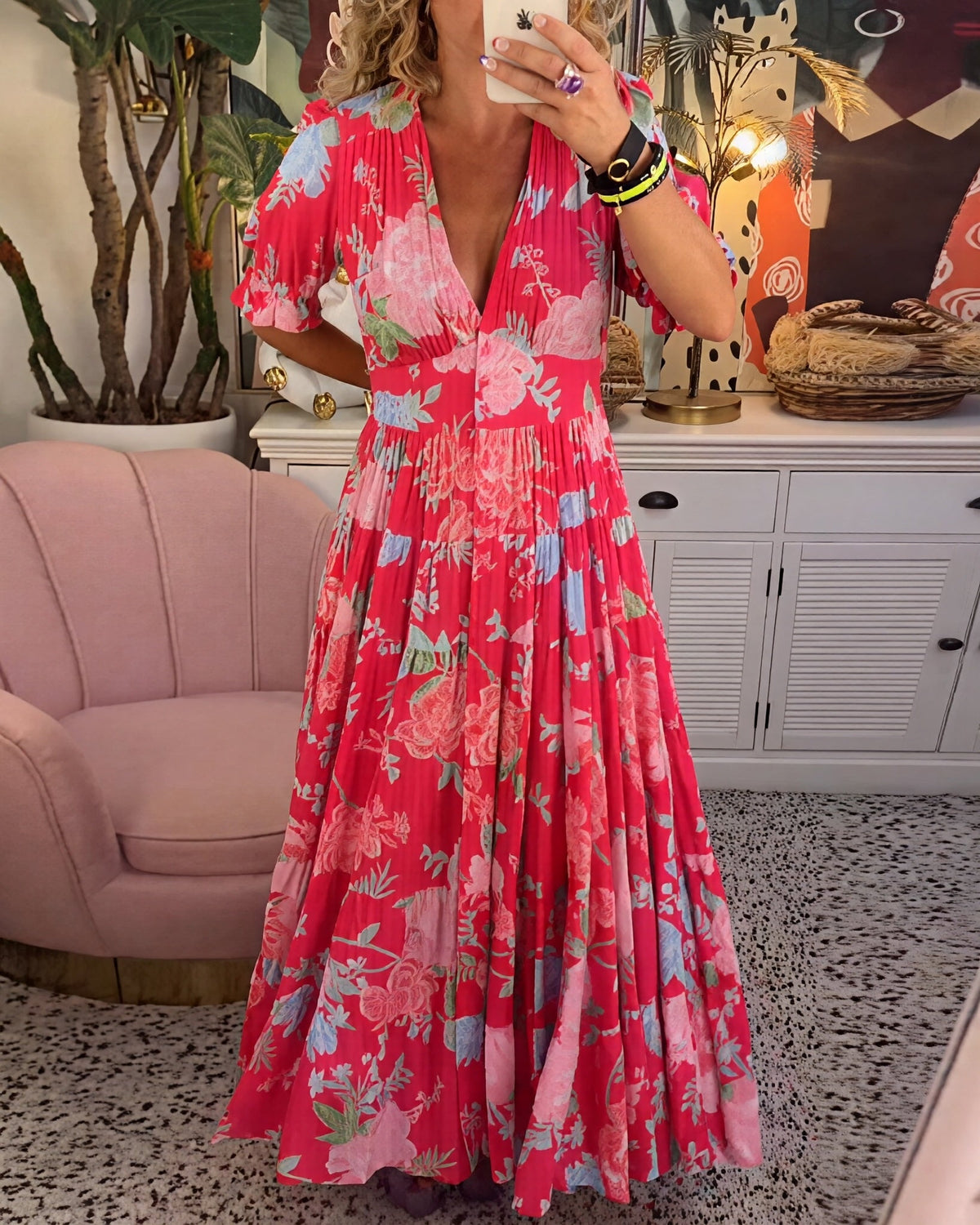 Emma - Maxivestido de dama con estampado floral