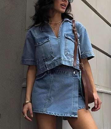 Tilly - Conjunto de Top y Falda de Mezclilla
