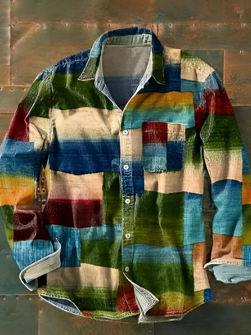Charles – Camisa de manga larga para hombre – Retro y colorida