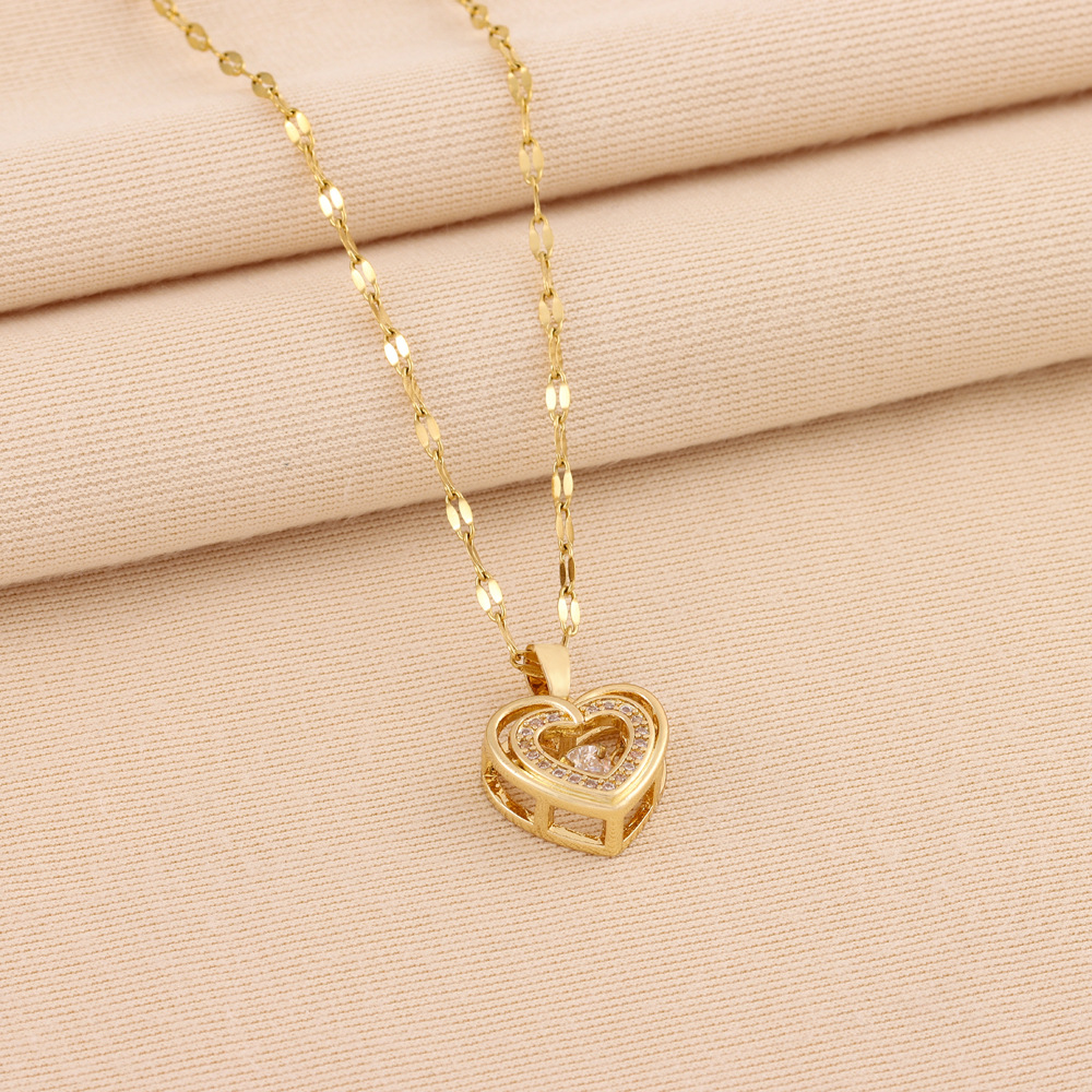 Colgante Corazón de Amor - Collar de Dos Capas