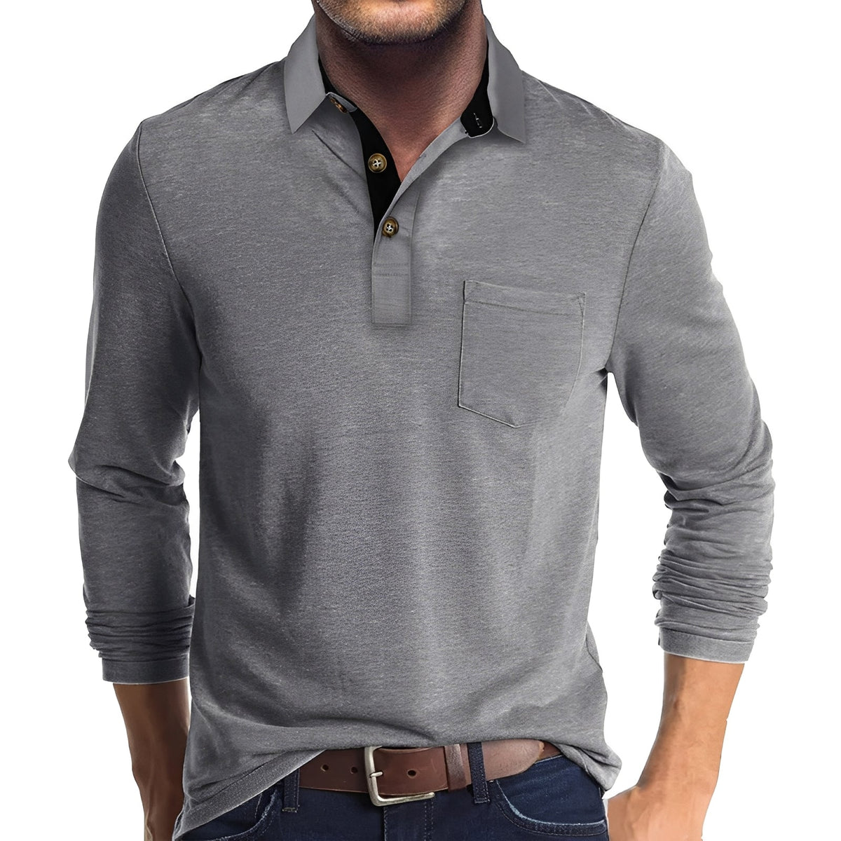 Marty - Polo de manga larga casual para hombres