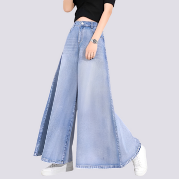 Cassie - Elegantes pantalones de mezclilla de pierna ancha para damas