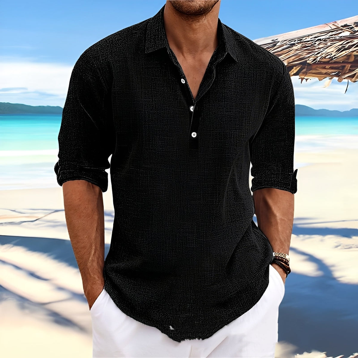 Ricky – Camisa de manga larga para hombre – para días acogedores y cálidos