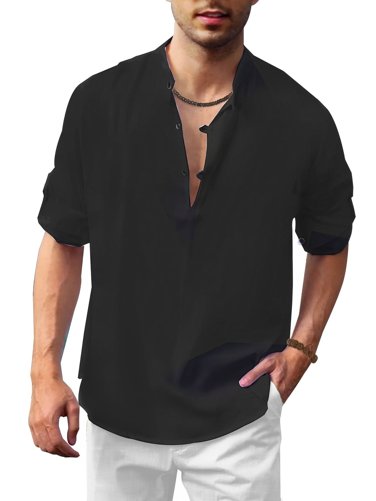 Andrew - Camisa masculina de verano de manga larga y estilo elegante