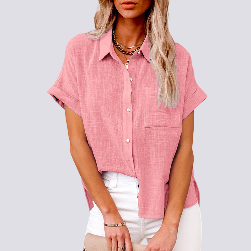 Nicole - Blusa de Manga Corta con Bolsillo