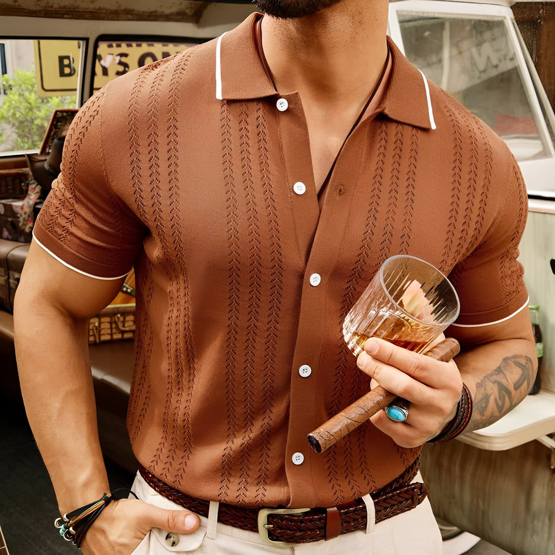 Harrell - Camisa Elegante con Solapa