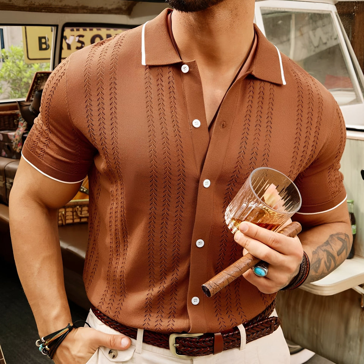 Harrell - Camisa Elegante con Solapa