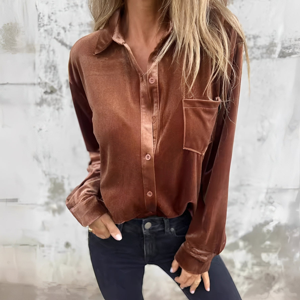 Jessie - Blusa de Manga Larga con Botones