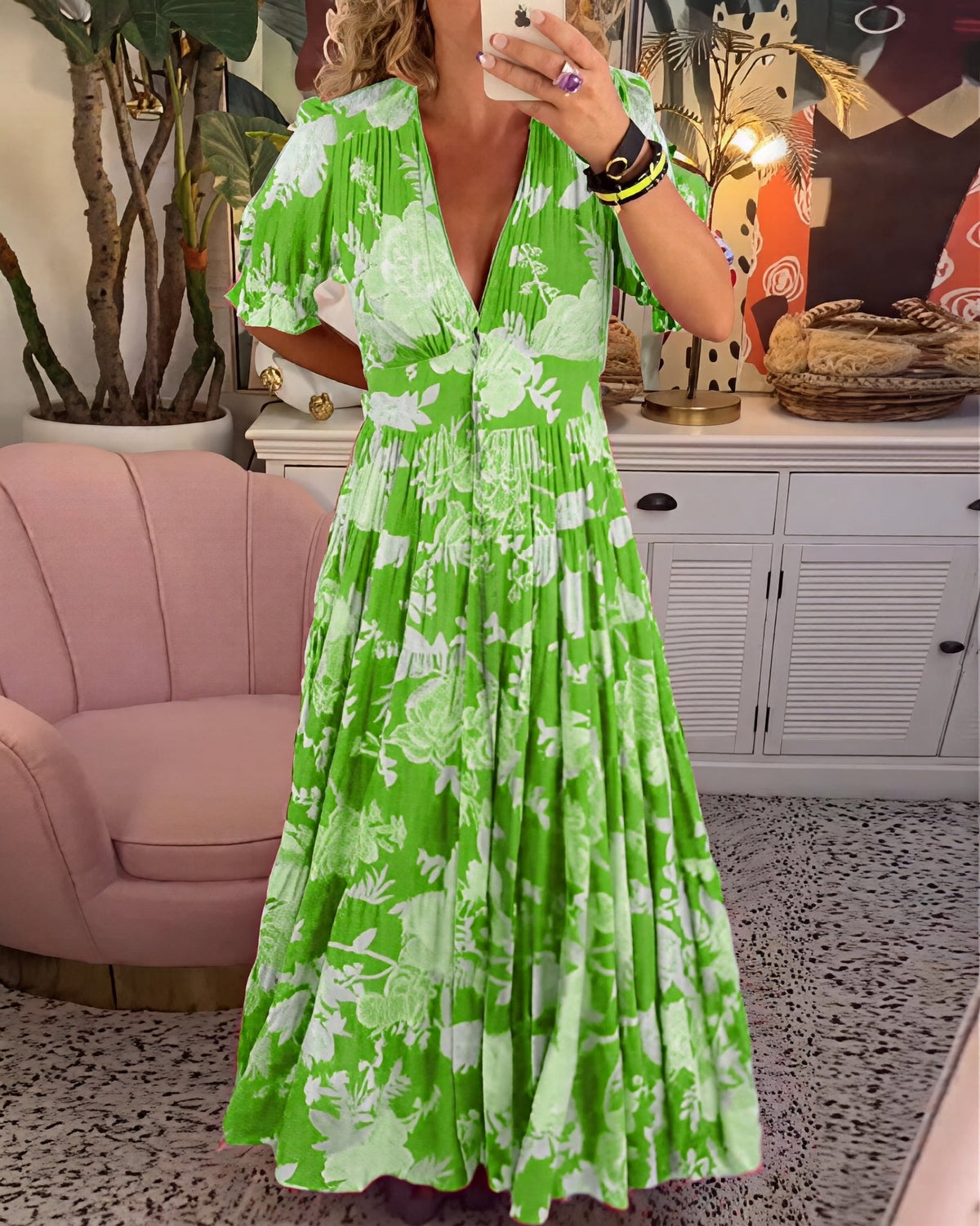Emma - Maxivestido de dama con estampado floral
