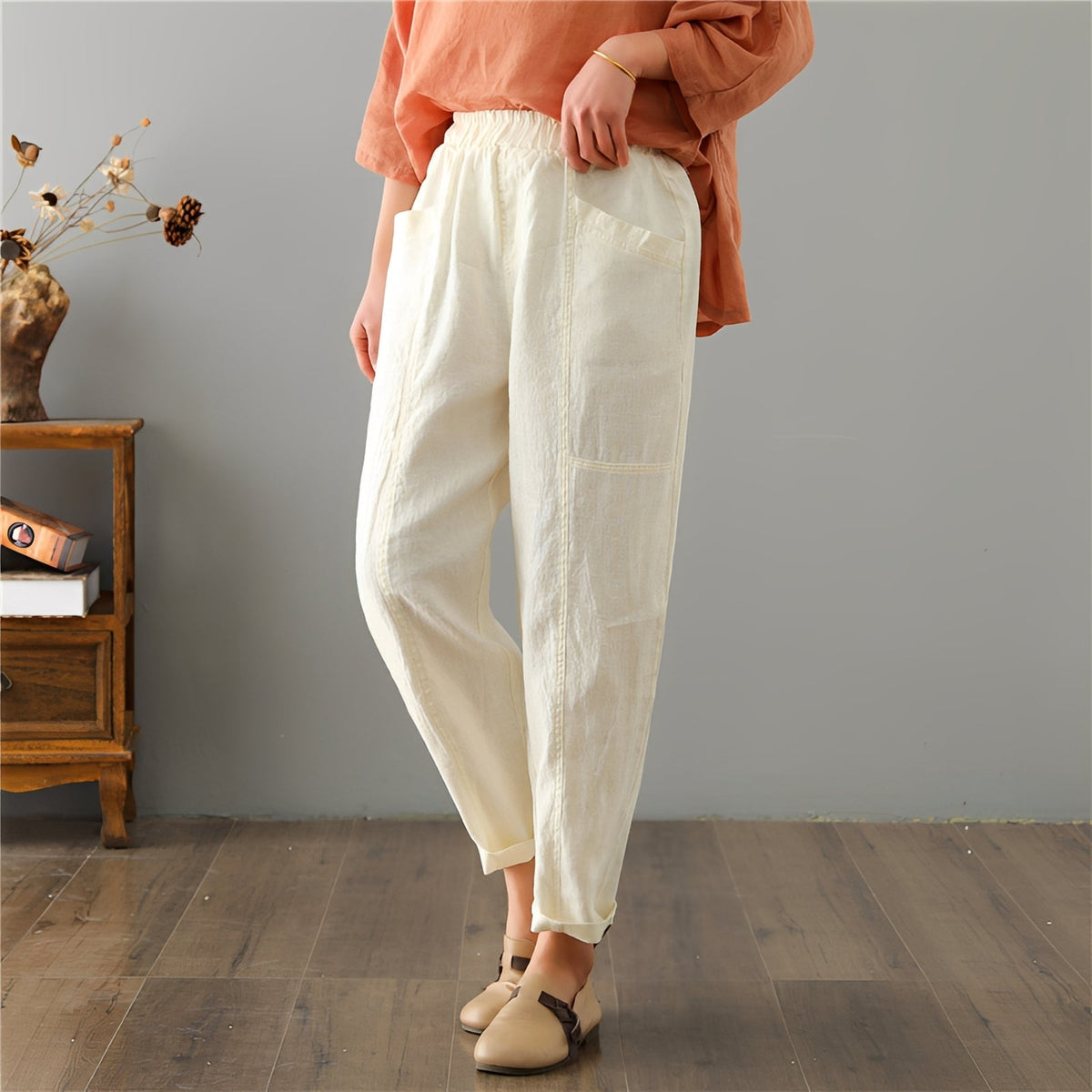 Gretchen - Pantalones casuales con bolsillos para damas